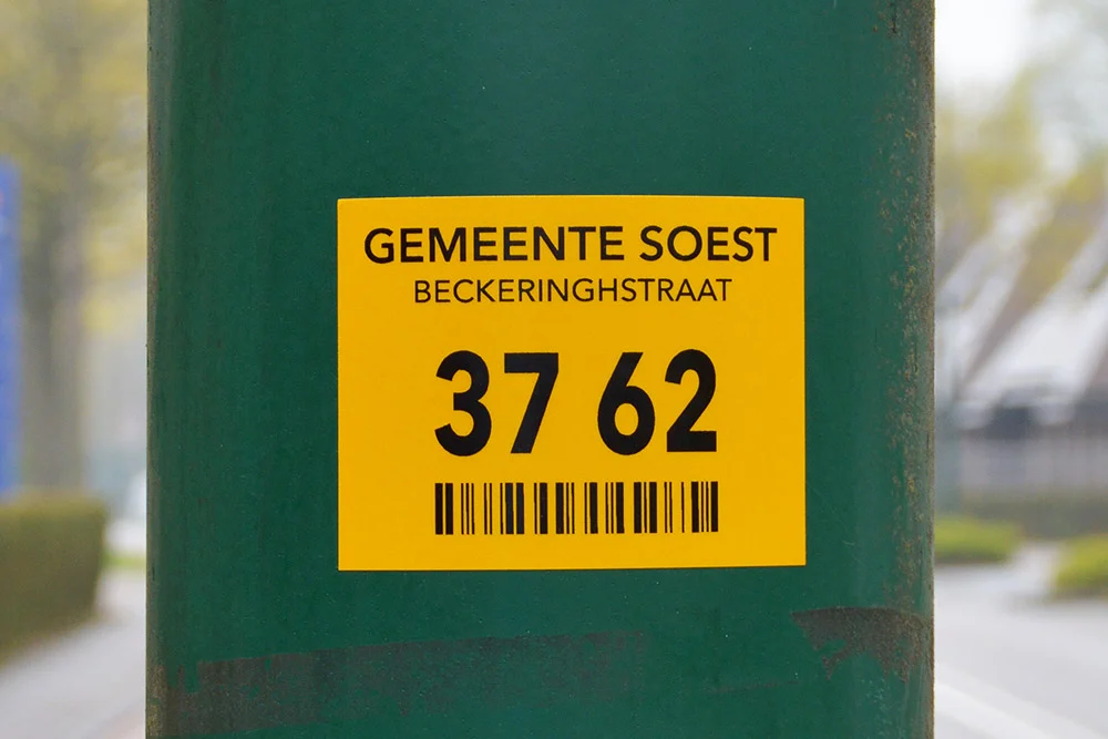 Light pole coding, lamppost stickers