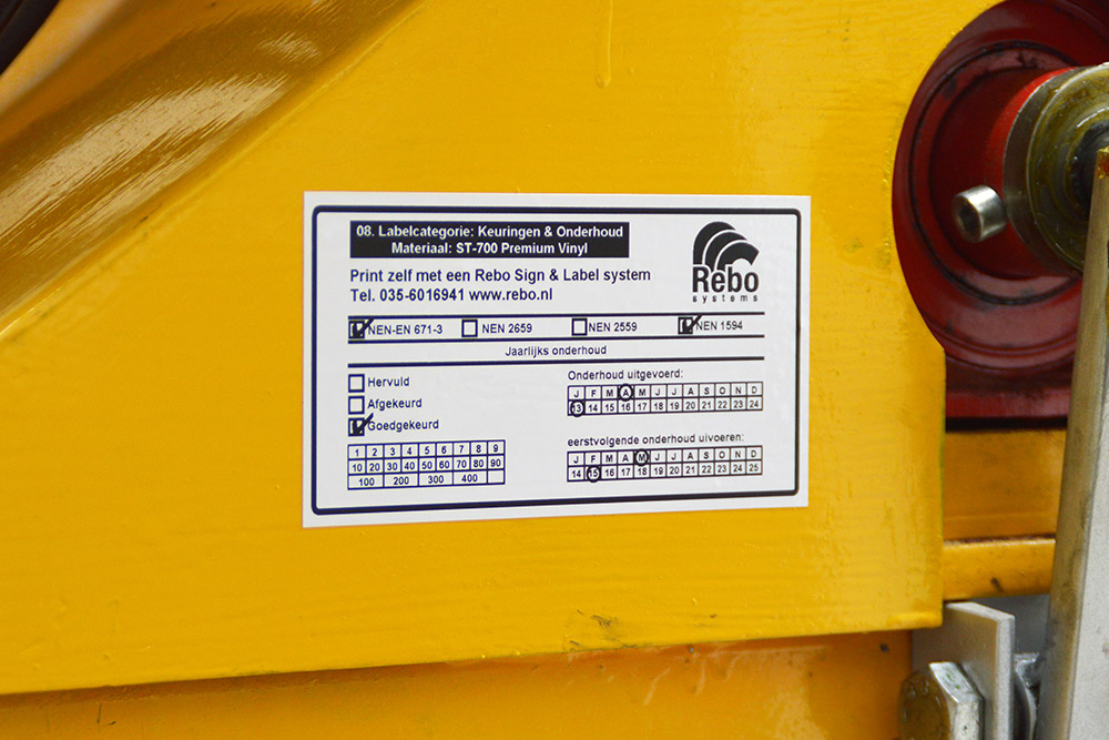 Inspection stickers, maintenance labels