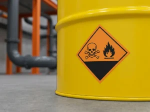 Wat is het gevaarlabel op de werkplek?