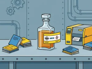 Hoe etiketeer je een decanteerfles die alleen intern wordt gebruikt?
