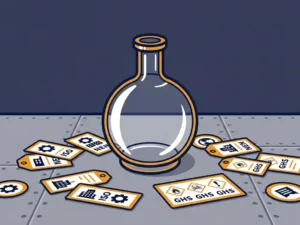 Hoe etiketeer je een decanteerfles met meerdere componenten of mengsels?